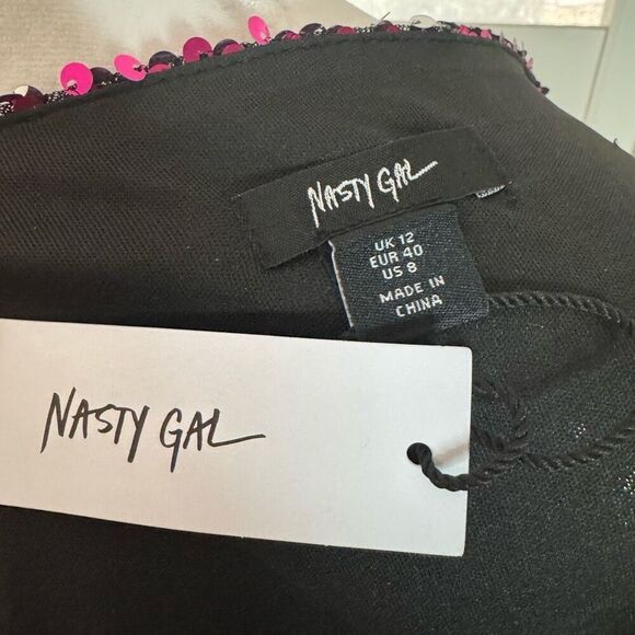 Nasty Gal Women's 8 Cowl Neck Sequin Mini Dress Pink Party Cocktail Disco Barbie - Picture 5 of 7